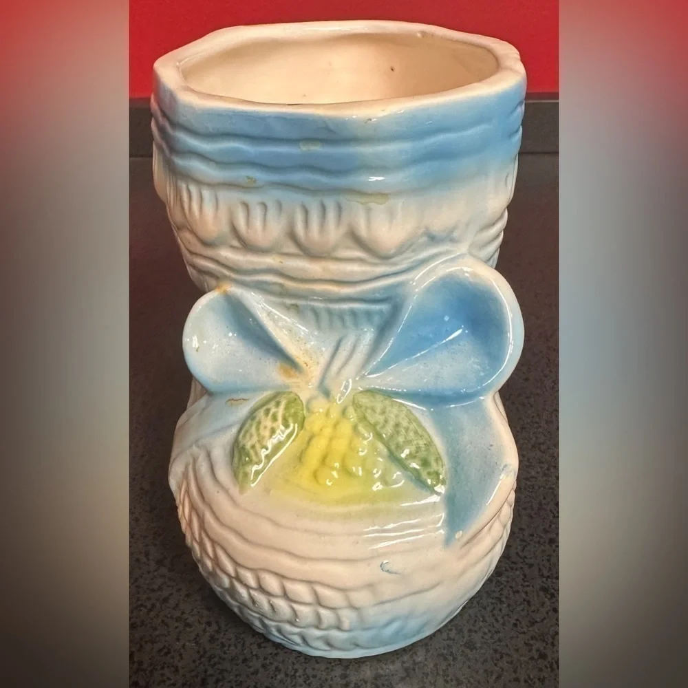 Vintage Nancy Pew Blue Baby Bootie Planter 4 Inches x 5 Inches